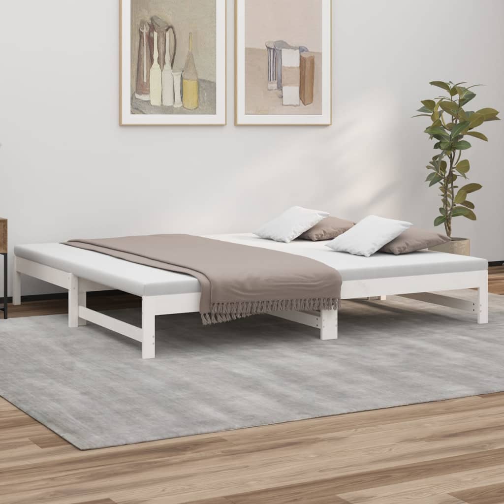 Pull-out Day Bed White 2x(80x200) cm Solid Wood Pine - Brittle & Co