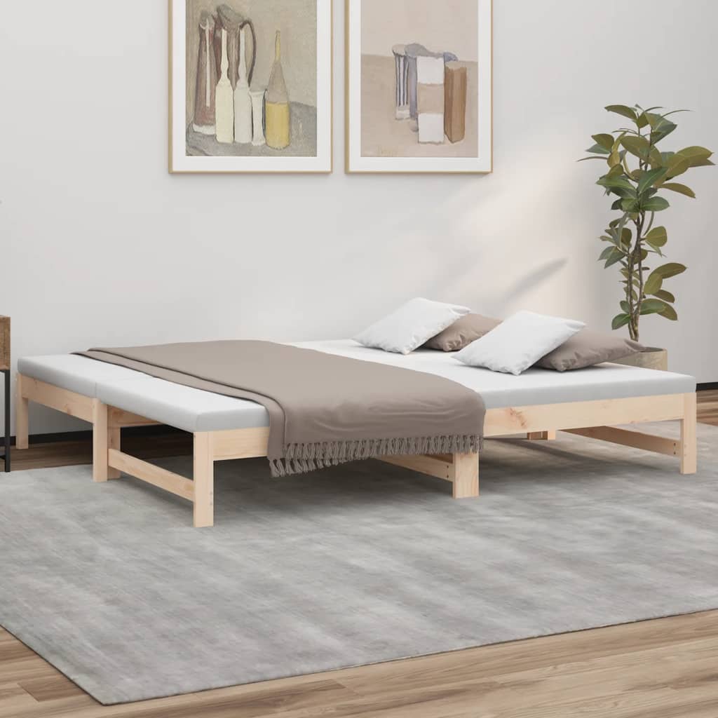 Pull-out Day Bed 2x(90x190) cm Solid Wood Pine - Direct Imports
