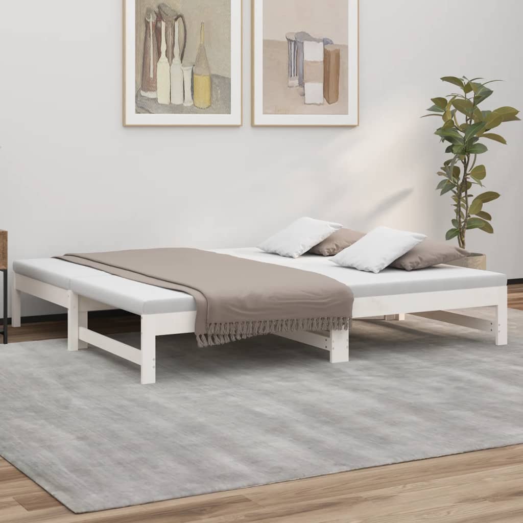 Pull-out Day Bed White 2x(90x190) cm Solid Wood Pine - Sid & Sam