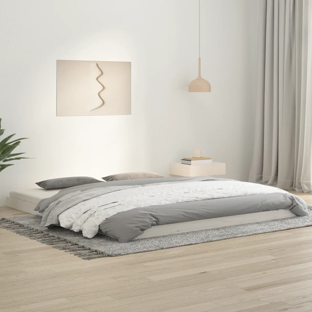 Bed Frame White 180x200 cm Super King Size Solid Wood Pine - Unbeatable Bargains