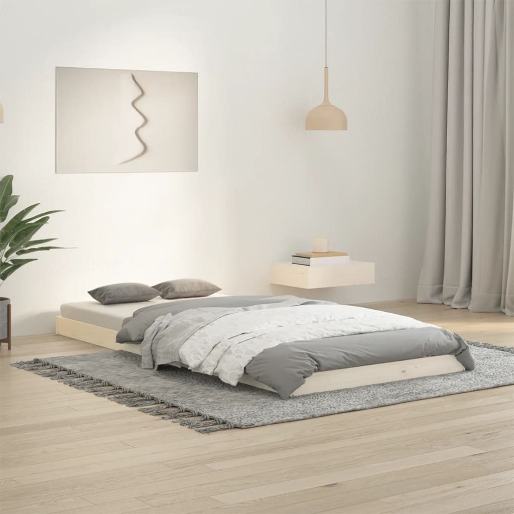 Bed Frame White 90x200 cm Solid Wood Pine - Casper Homes