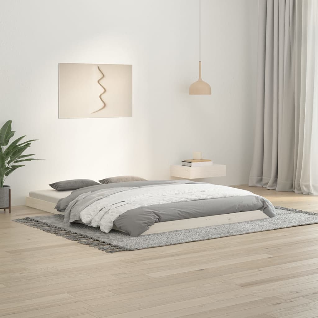 Bed Frame White 135x190 cm Double Wood Pine - Unbeatable Bargains
