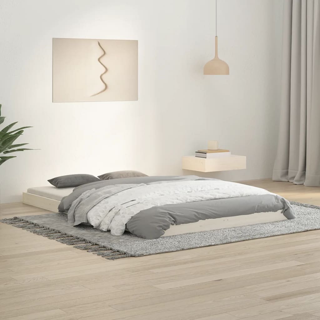Bed Frame White 120x190 cm Small Double Wood Pine - R and M Furniture