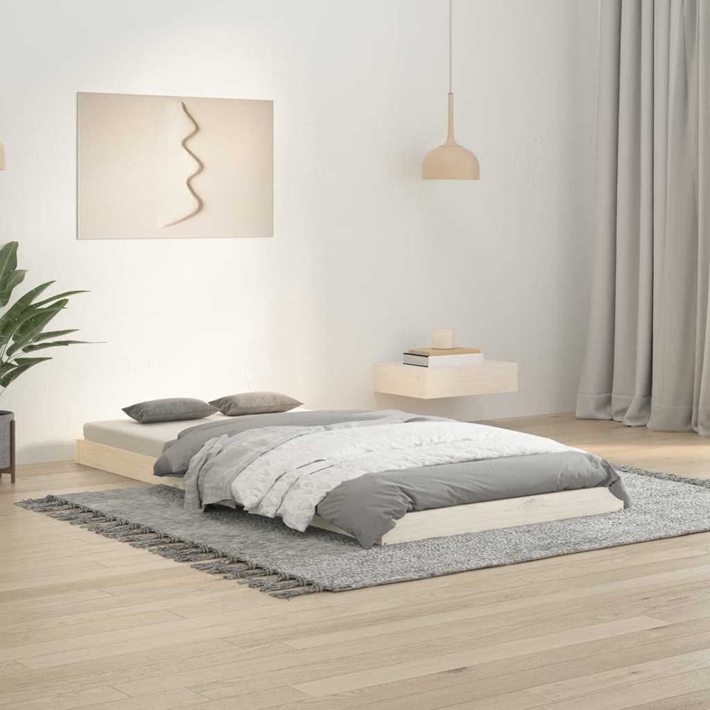 Bed Frame White 90x190 cm Single Solid Wood Pine - R and M Furniture