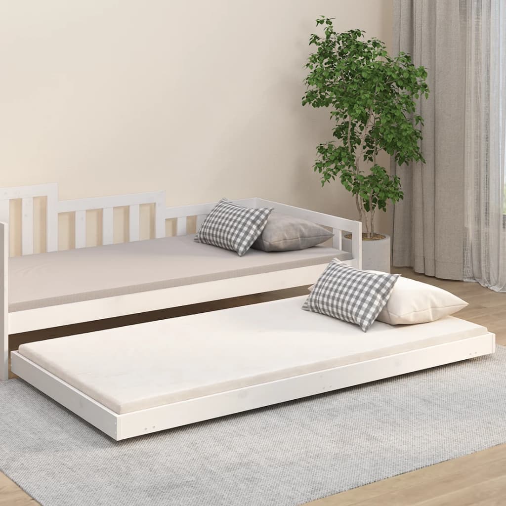Bed Frame White 90x200 cm Solid Wood Pine - Design Hut