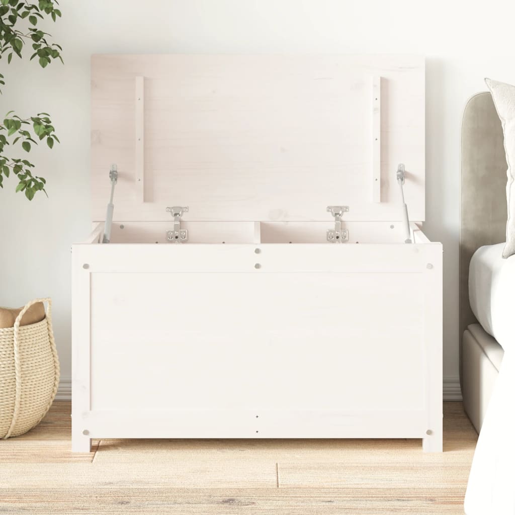 Storage Box White 80x40x45.5 cm Solid Wood Pine - Unbeatable Bargains