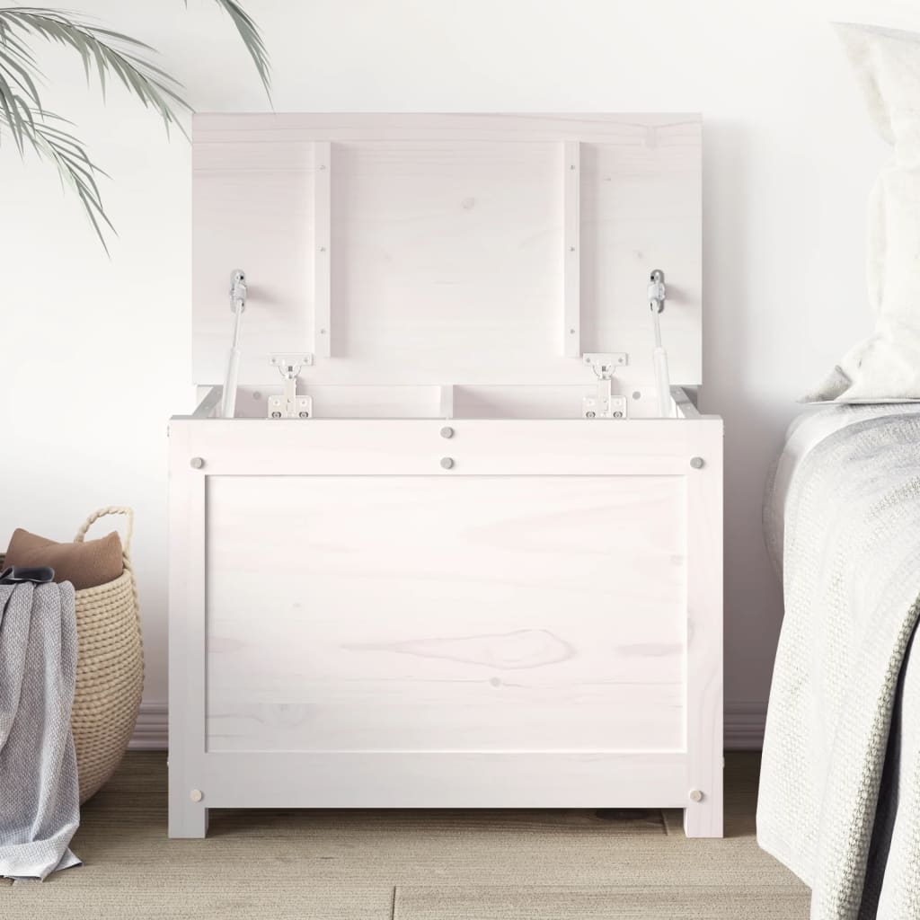 Storage Box White 60x32x45.5 cm Solid Wood Pine - R and M Furniture