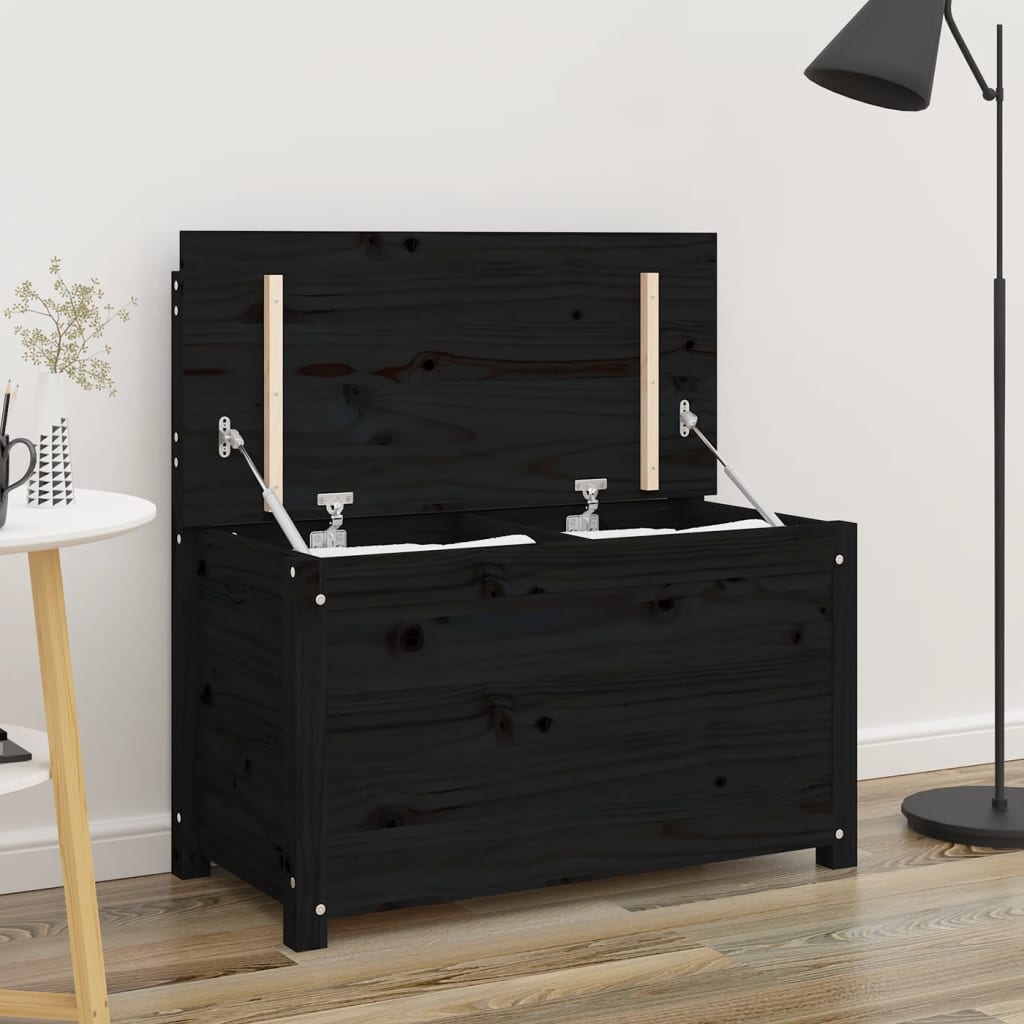 Bench Black 80x41x77 cm Solid Wood Pine - R and M Furniture