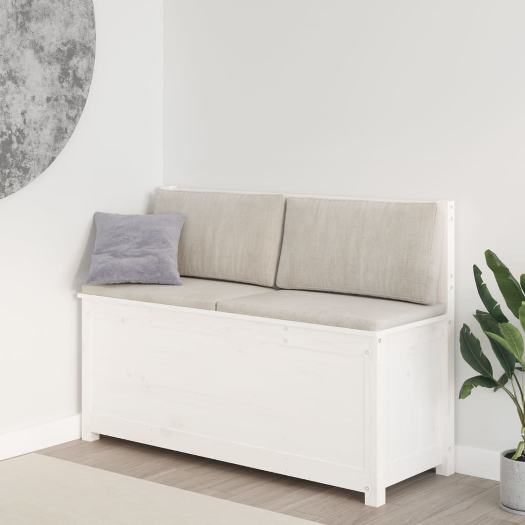Bench White 110x41x76.5 cm Solid Wood Pine - Decor Base