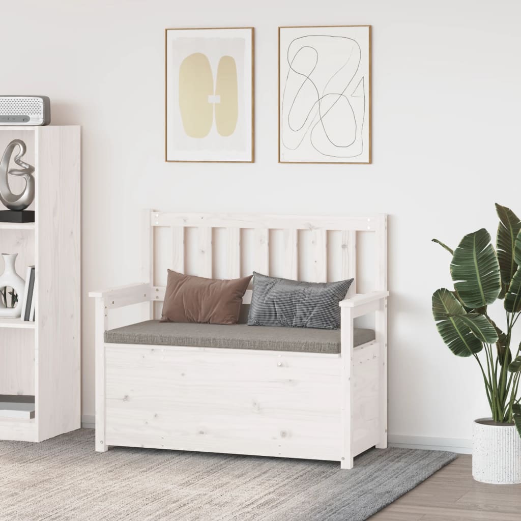 Bench White 112.5x51.5x96.5 cm Solid Wood Pine - The Home Maker