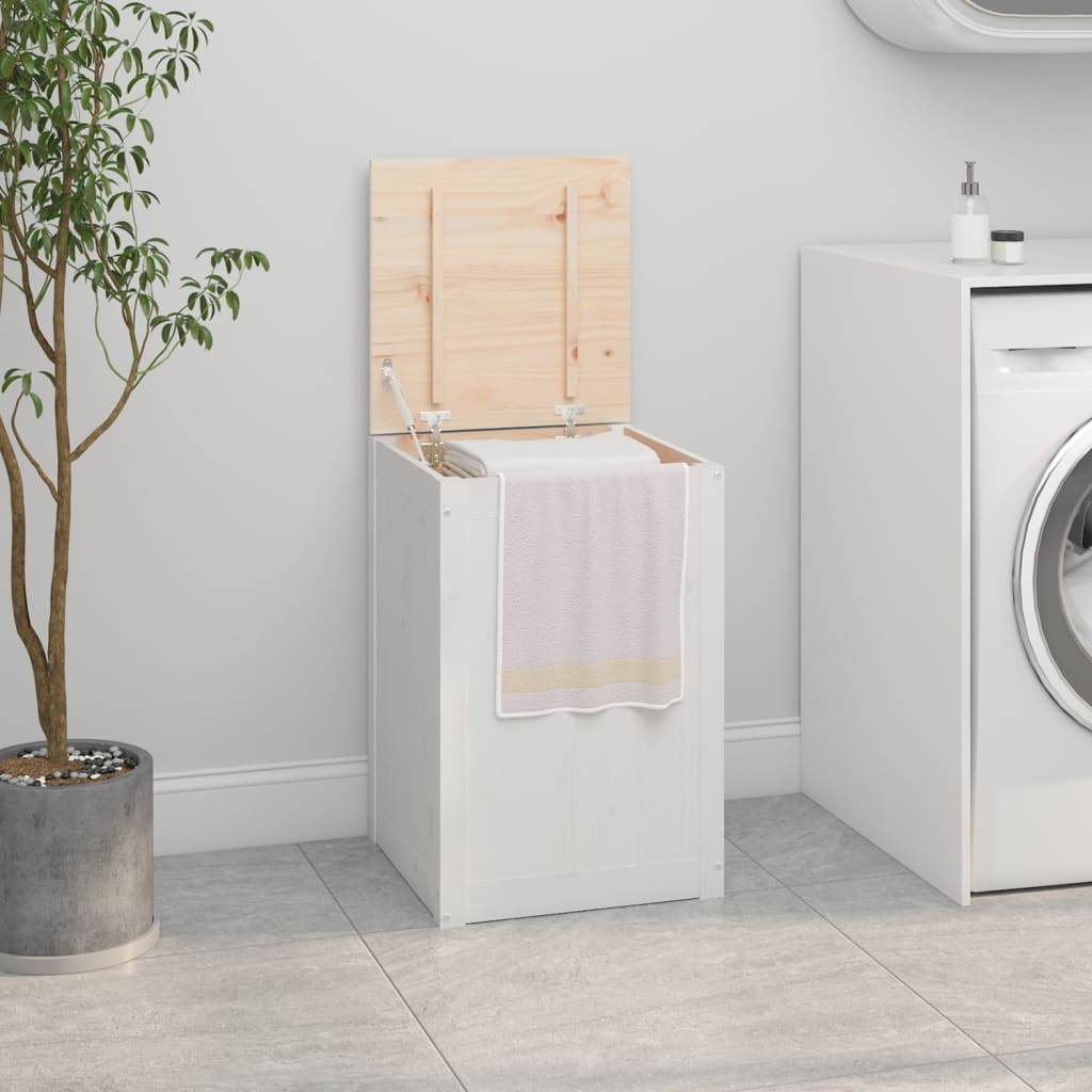 Laundry Box White 44x44x66 cm Solid Wood Pine - Sid & Sam