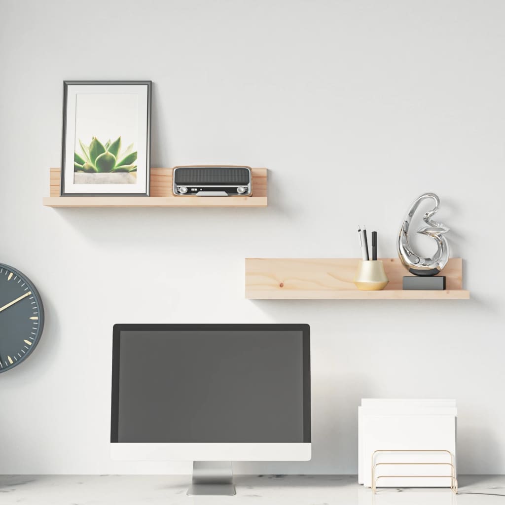 Wall Shelves 2 pcs 50x11x9 cm Solid Wood Pine - Design Hut