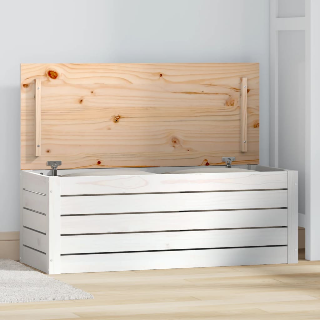 Storage Box White 89x36.5x33 cm Solid Wood Pine - Direct Imports