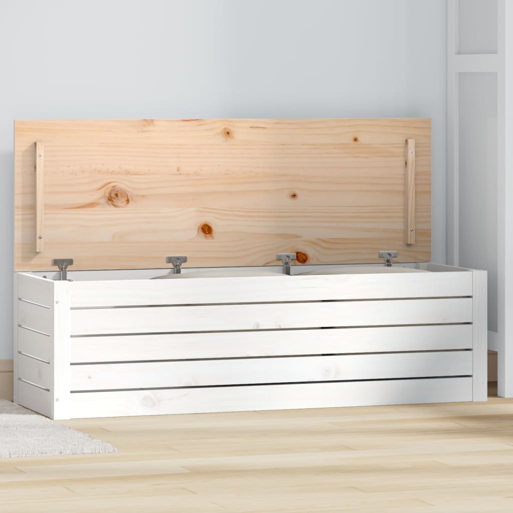 Storage Box White 109x36.5x33 cm Solid Wood Pine - Unbeatable Bargains