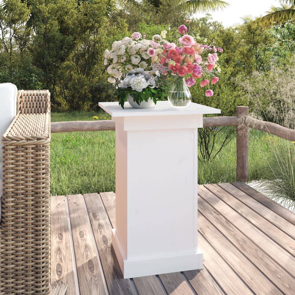 Flower Stand White 40x40x60 cm Solid Wood Pine - Decor Base