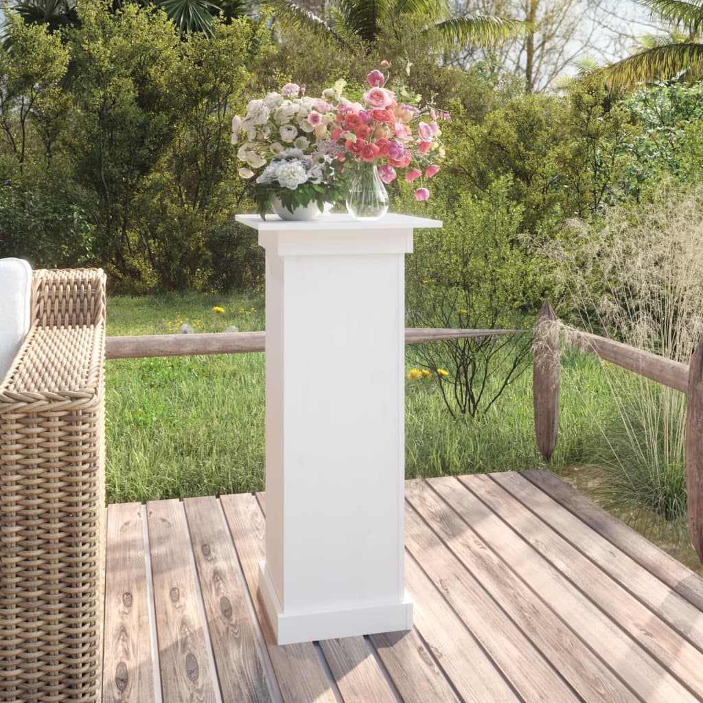 Flower Stand White 40x40x90 cm Solid Wood Pine - Casper Homes