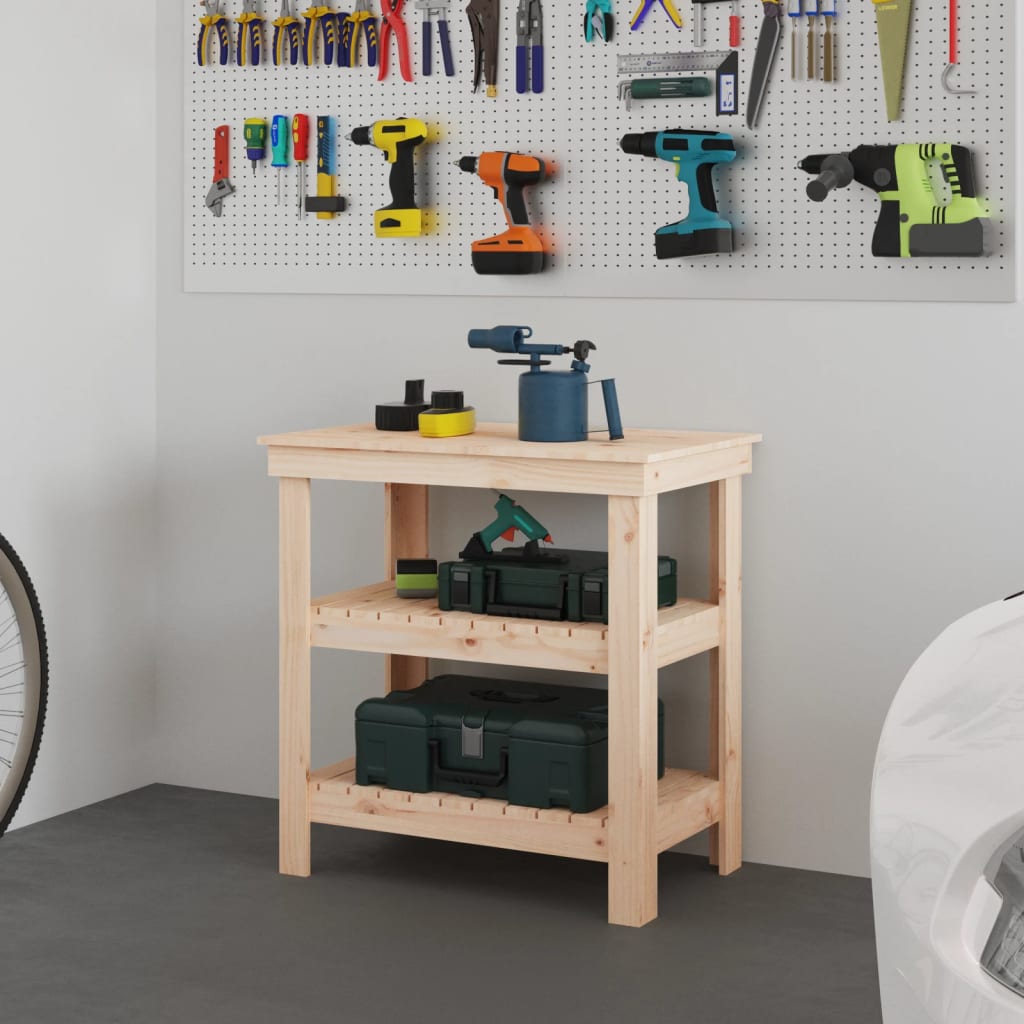 Work Bench 78.5x50x80 cm Solid Wood Pine - Decor Base