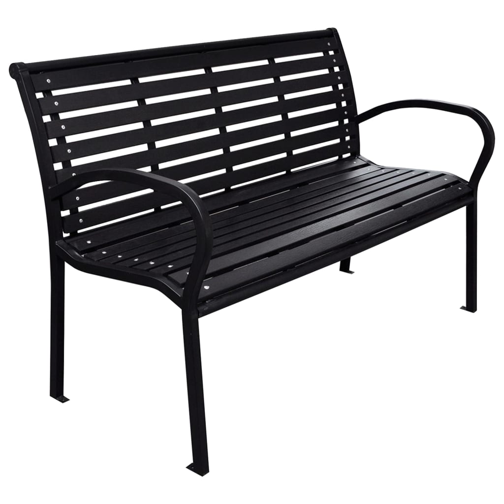 Garden Bench Black 116 cm Steel and WPC - The Home Maker
