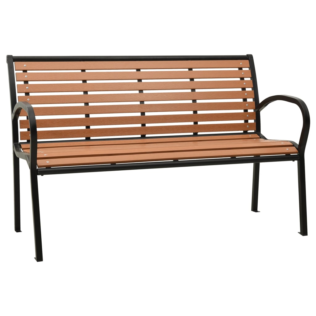 Garden Bench Black and Brown 116 cm Steel and WPC - Merlin Deals