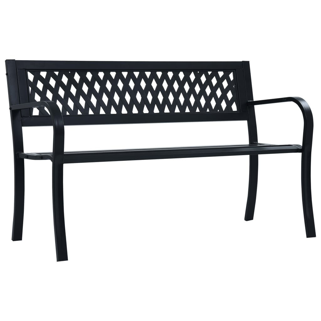Garden Bench Black 120 cm Steel - All Things Good
