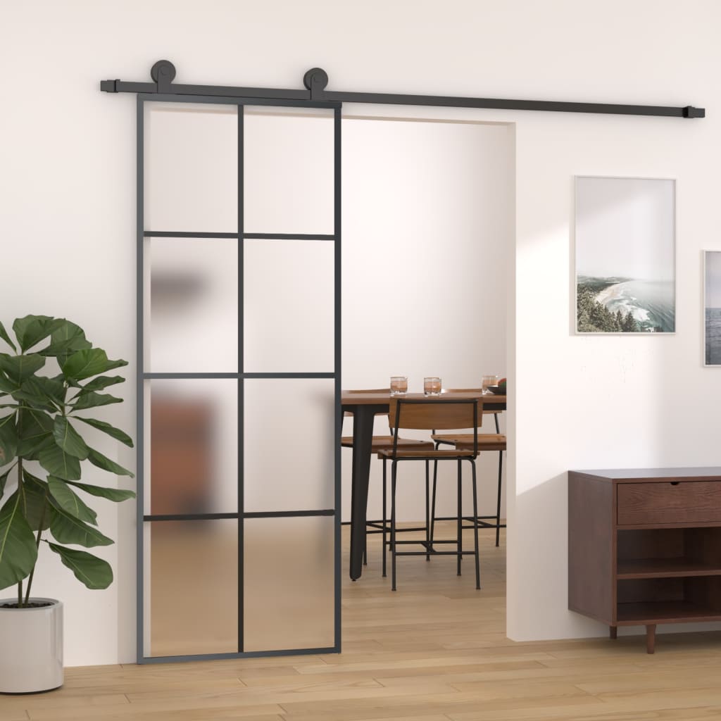 Sliding Door with Hardware Set 76x205cm ESG Glass and Aluminium - Unbeatable Bargains