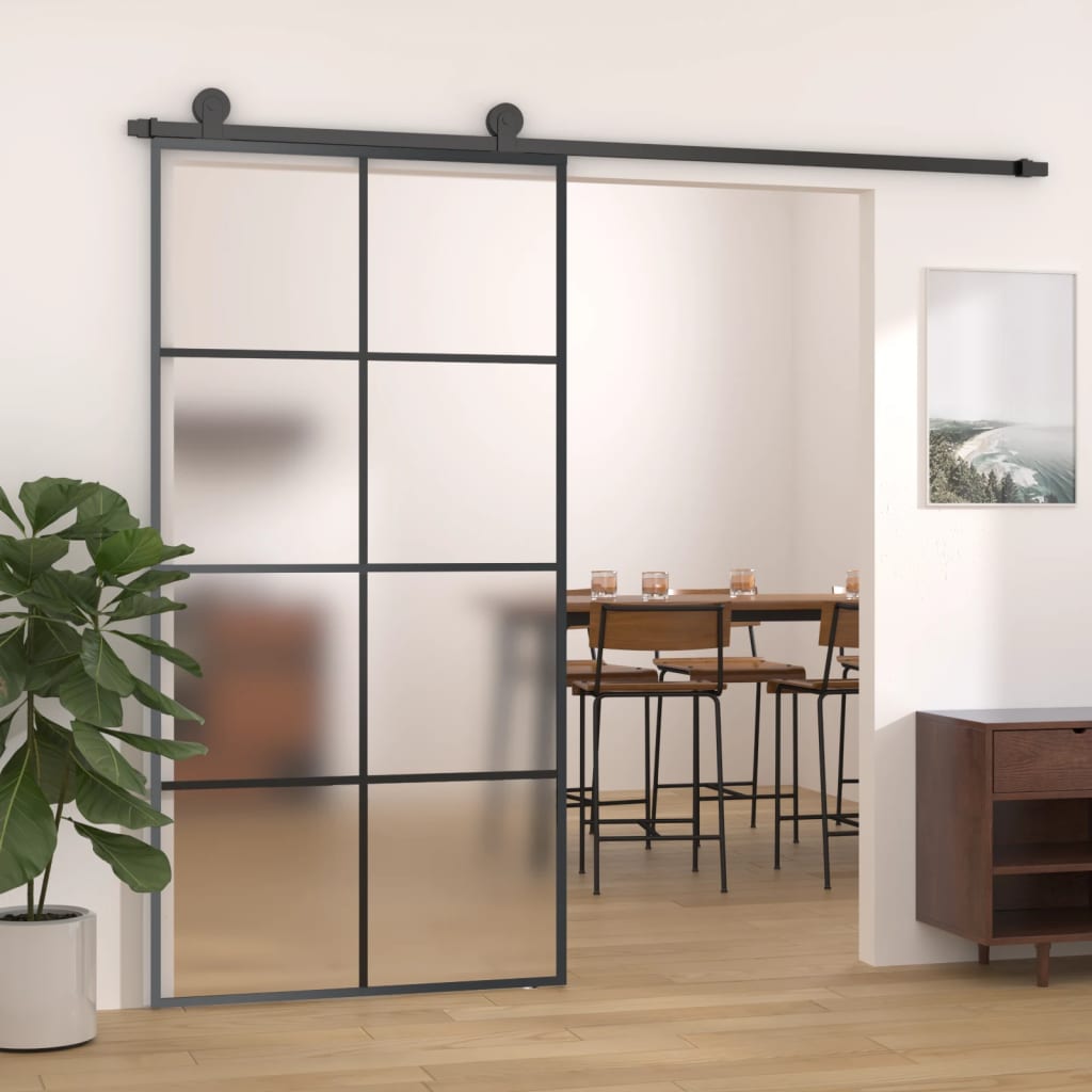 Sliding Door with Hardware Set 102.5x205 cm ESG Glass&Aluminium - The Home Maker