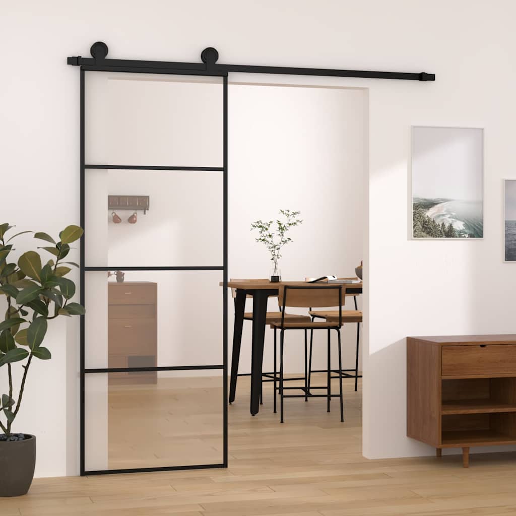 Sliding Door with Hardware Set 76x205cm ESG Glass and Aluminium - The Home Maker