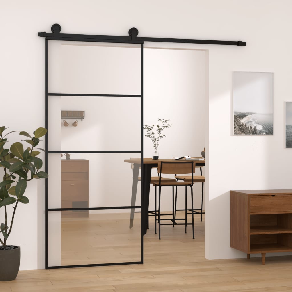 Sliding Door with Hardware Set 90x205cm ESG Glass and Aluminium - R and M Furniture