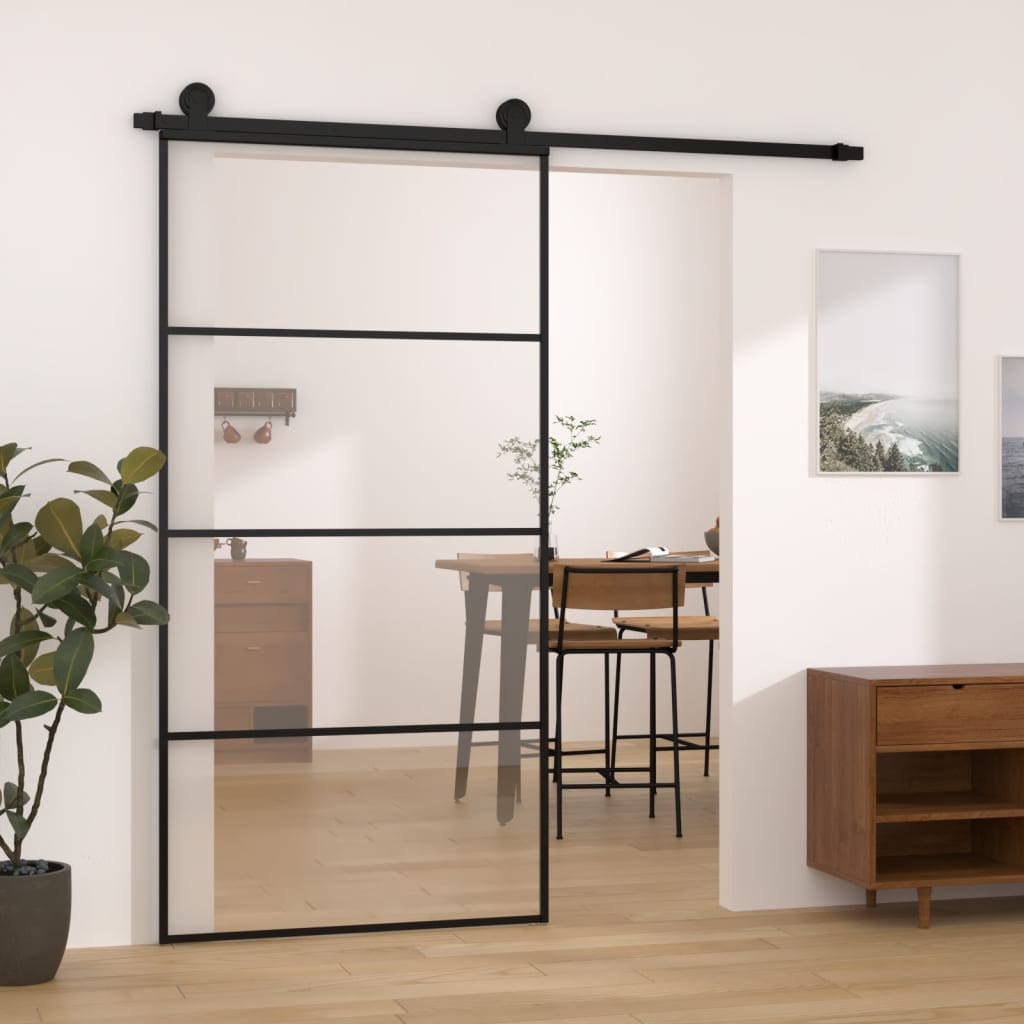 Sliding Door with Hardware Set 102.5x205cm ESG Glass and Aluminium - The Home Maker