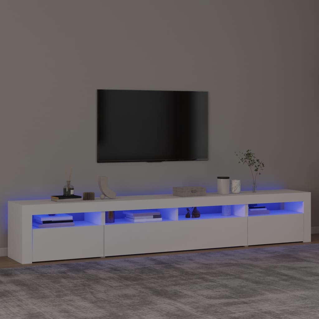 TV Cabinet with LED Lights White 240x35x40 cm - Unbeatable Bargains