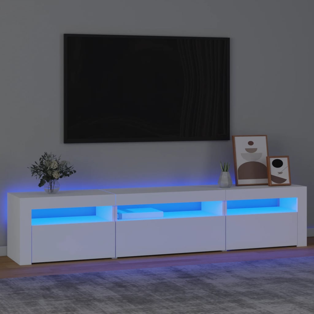 TV Cabinet with LED Lights White 195x35x40 cm - Merkel Designers