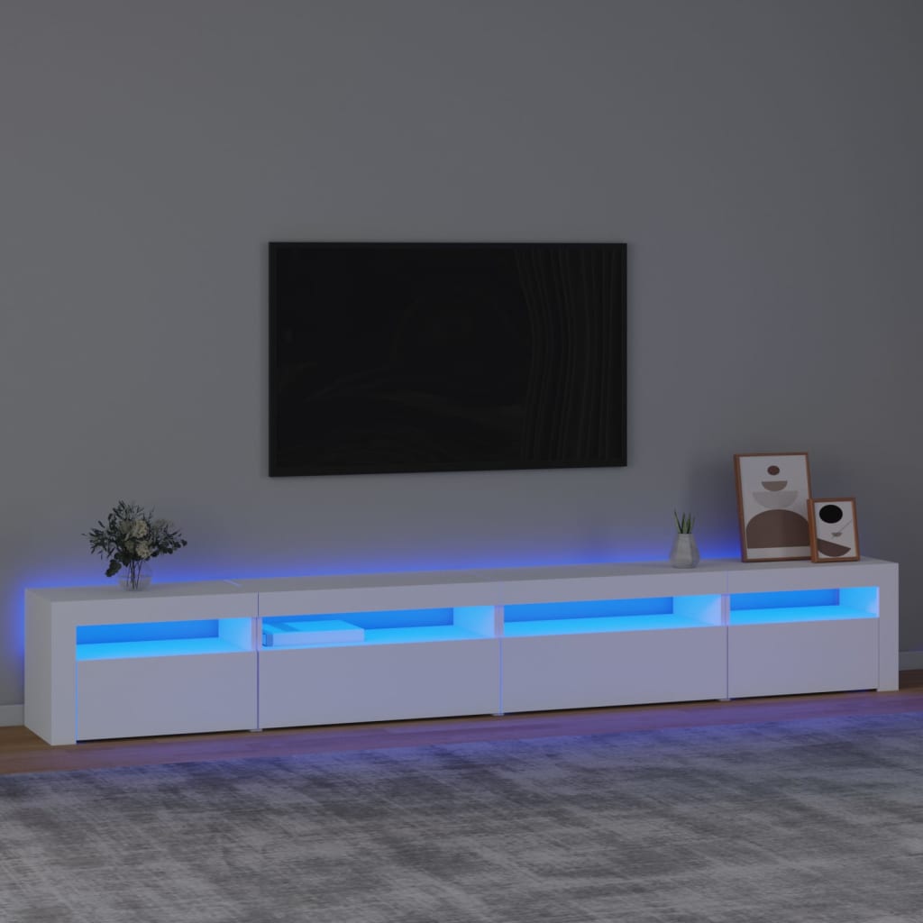 TV Cabinet with LED Lights White 270x35x40 cm - Merkel Designers