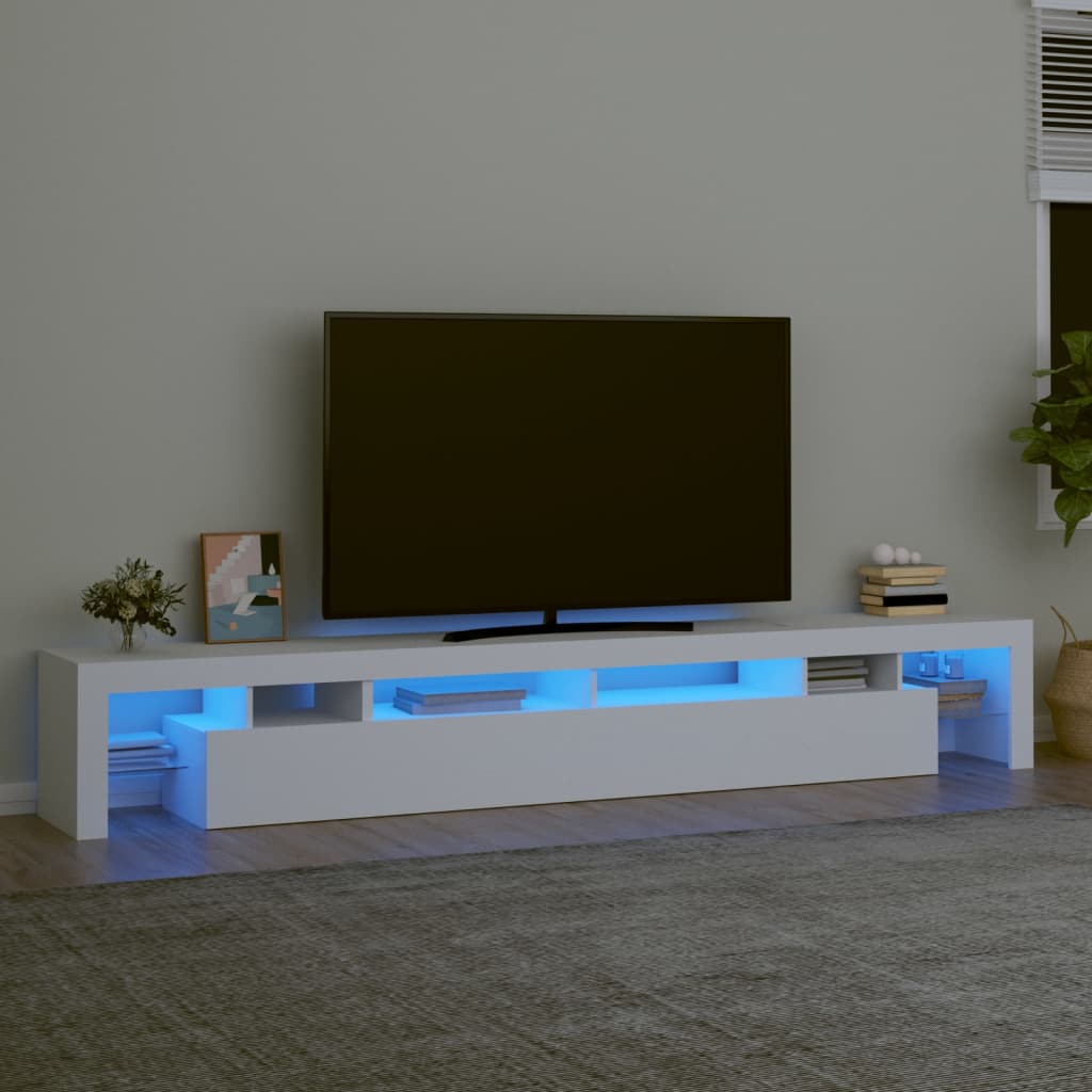 TV Cabinet with LED Lights White 260x36.5x40 cm - Merlin Deals