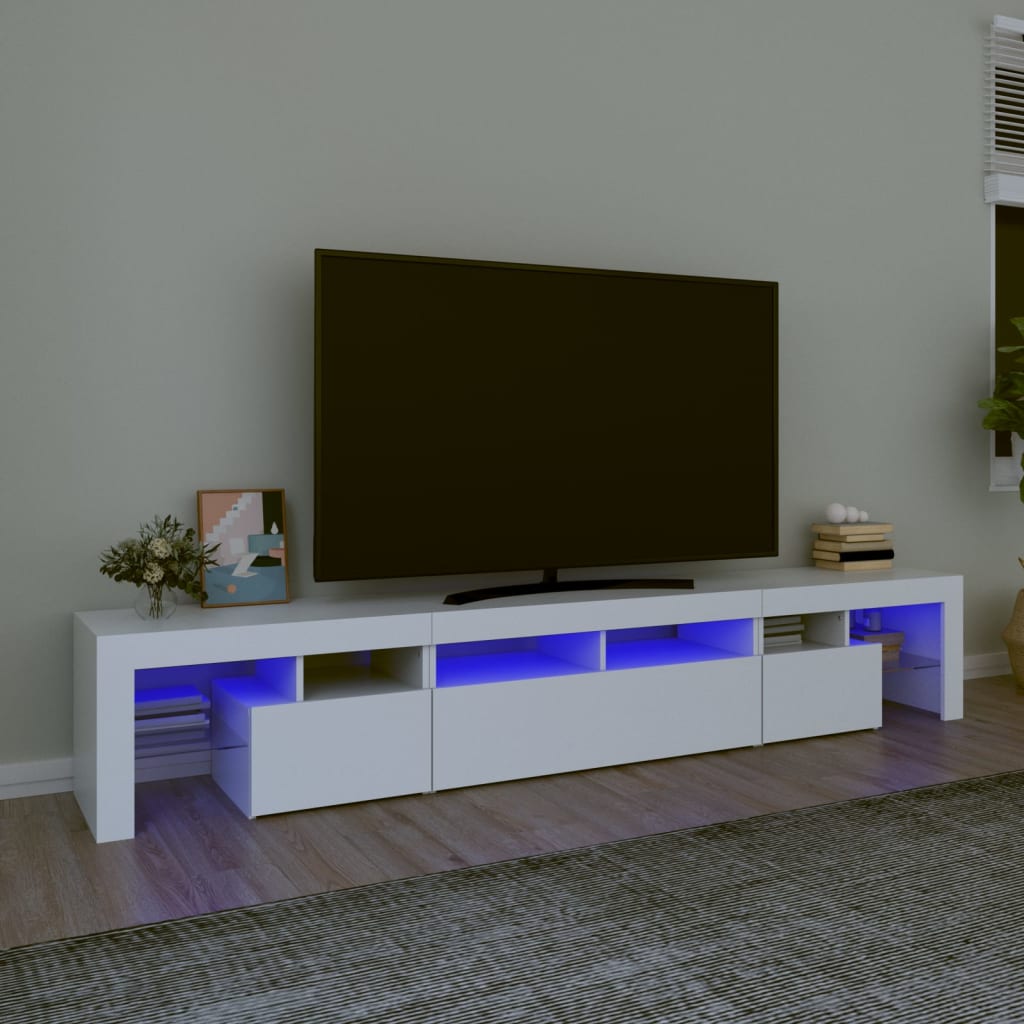 TV Cabinet with LED Lights White 230x36.5x40cm - Decor Base