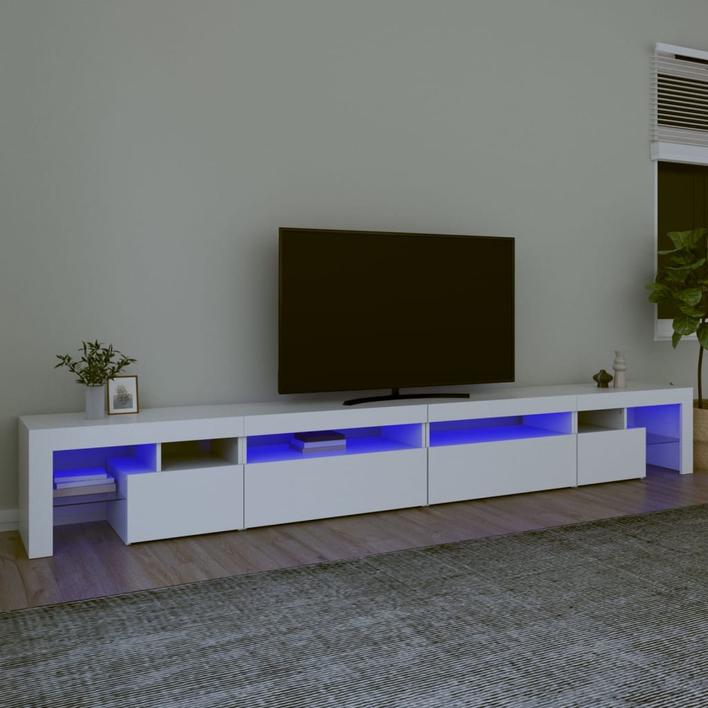 TV Cabinet with LED Lights White 290x36.5x40cm - Merkel Designers