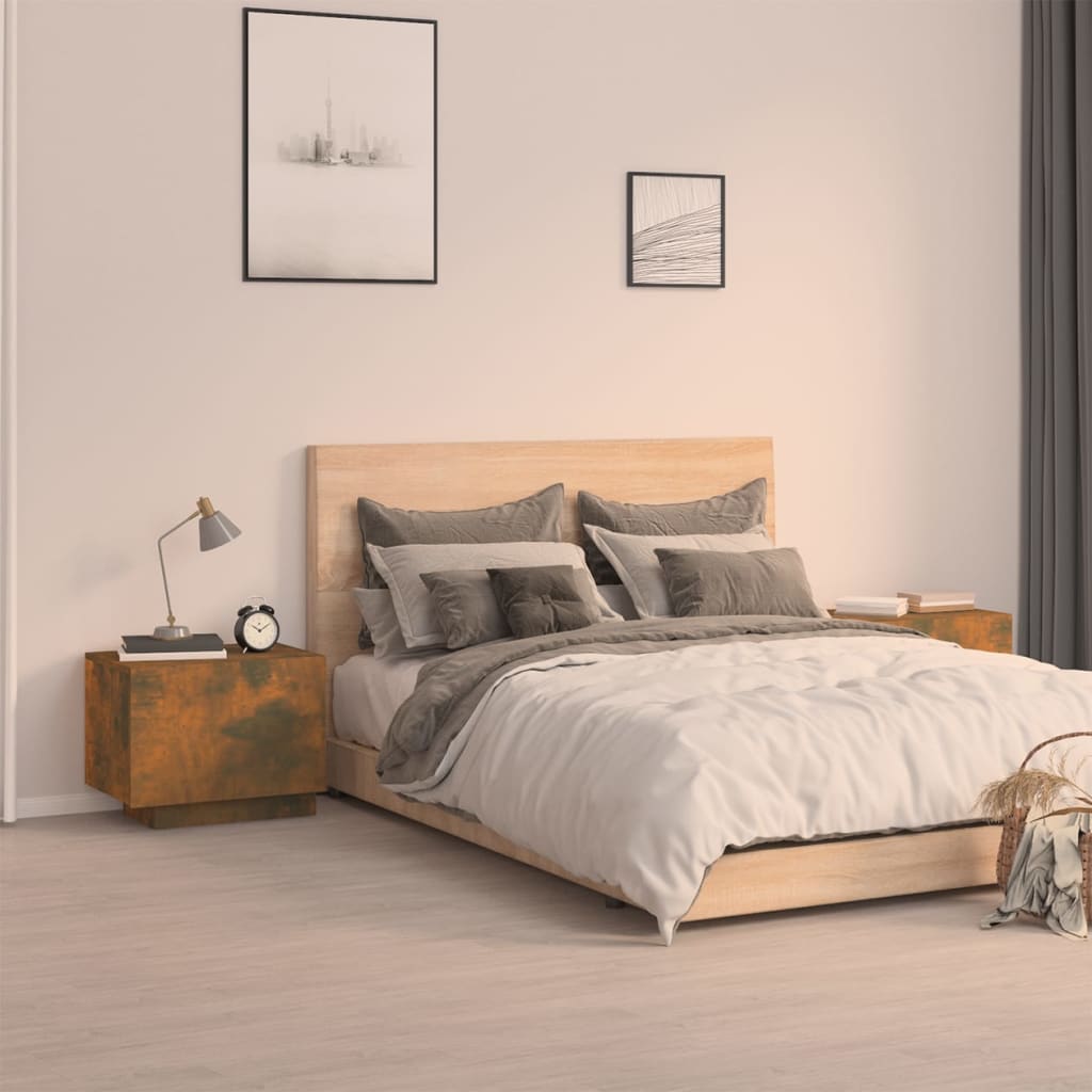 Bedside Table - WESTON Nightstand Smoked Oak 100cm - Millennium Furniture