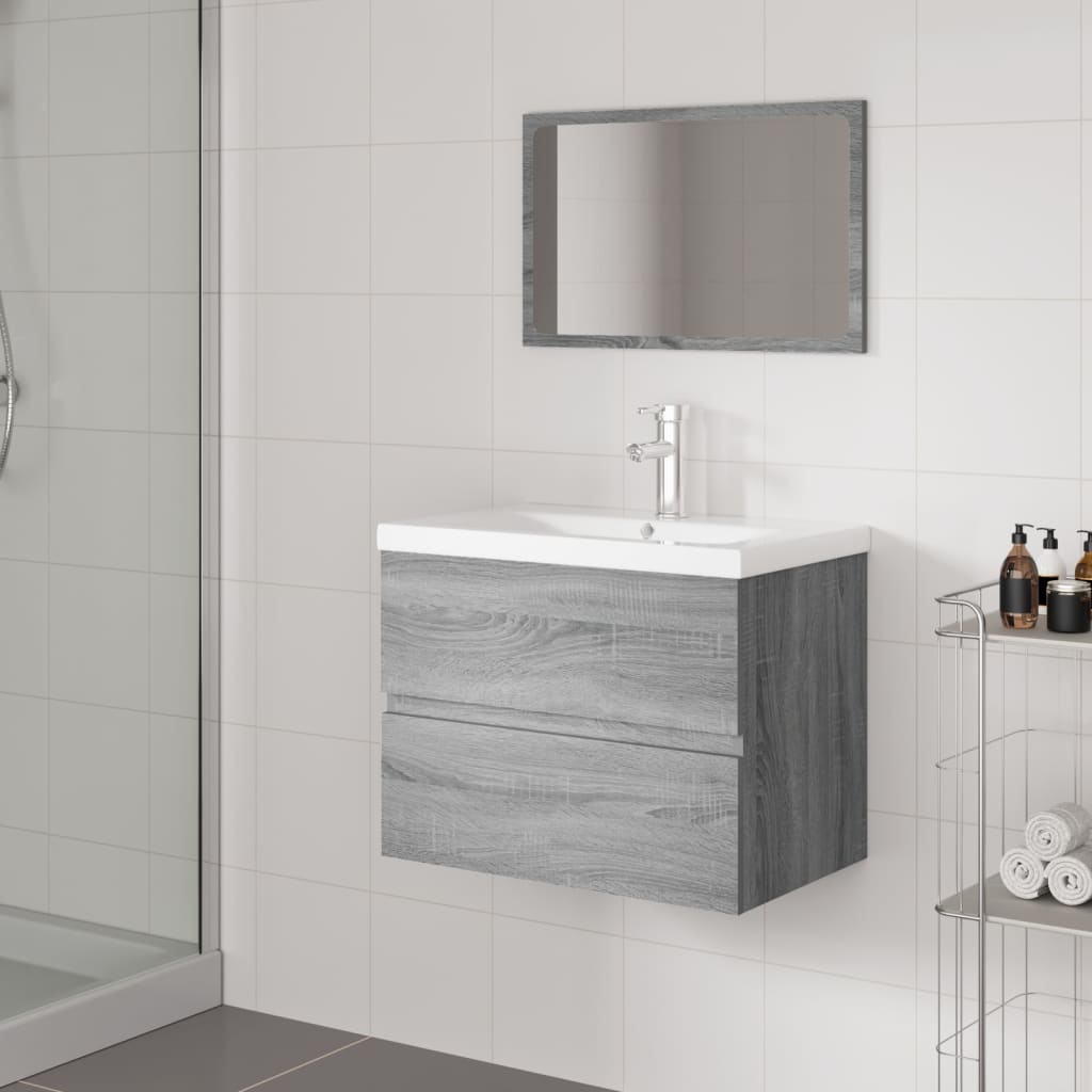 Bathroom Furniture Set Grey Sonoma Engineered Wood - Sid & Sam