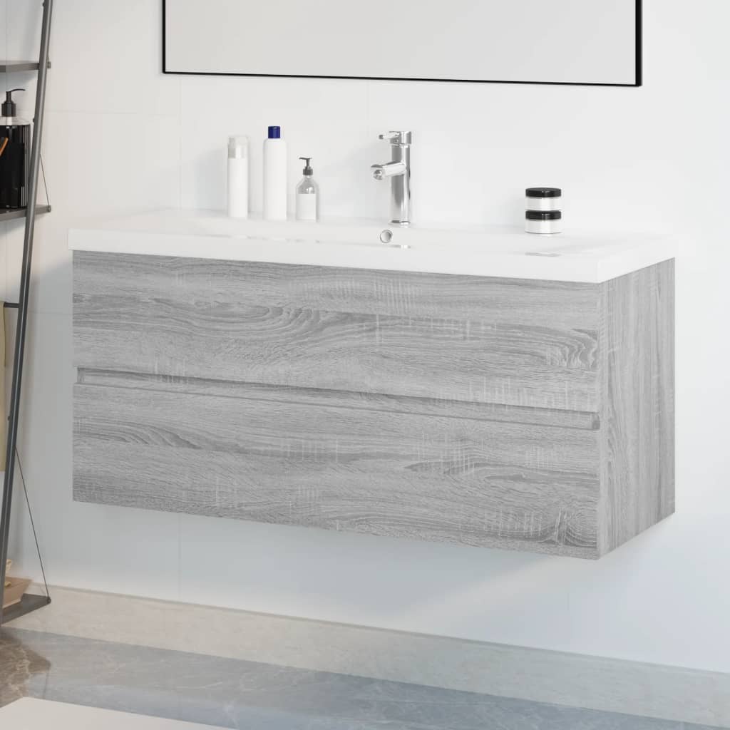 Sink Cabinet with Built-in Basin Grey Sonoma Engineered Wood - Merkel Designers