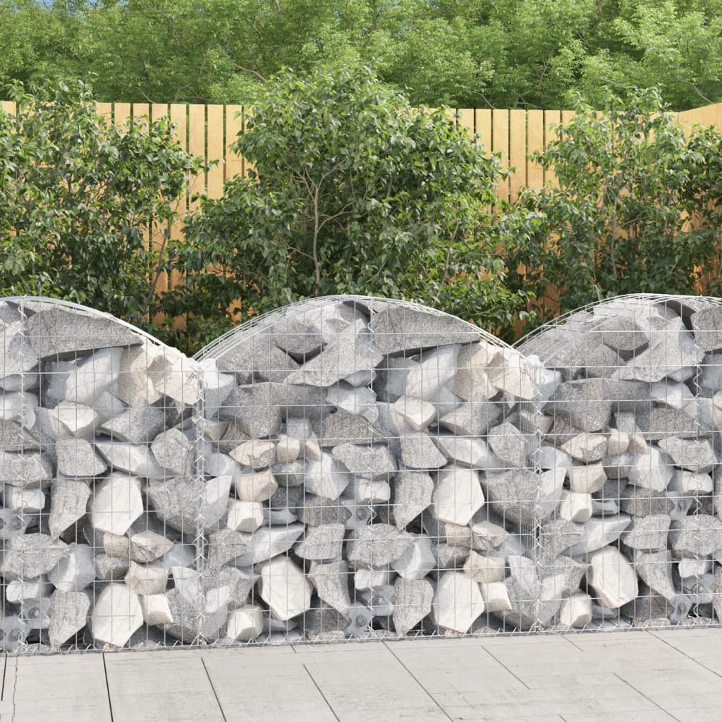 Arched Gabion Basket 100x50x80/100 cm Galvanised Iron - Unbeatable Bargains