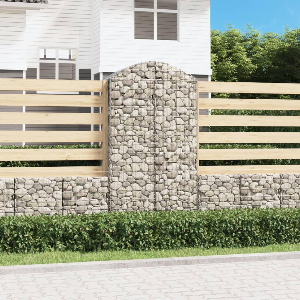 Arched Gabion Basket 100x50x180/200 cm Galvanised Iron - Unbeatable Bargains