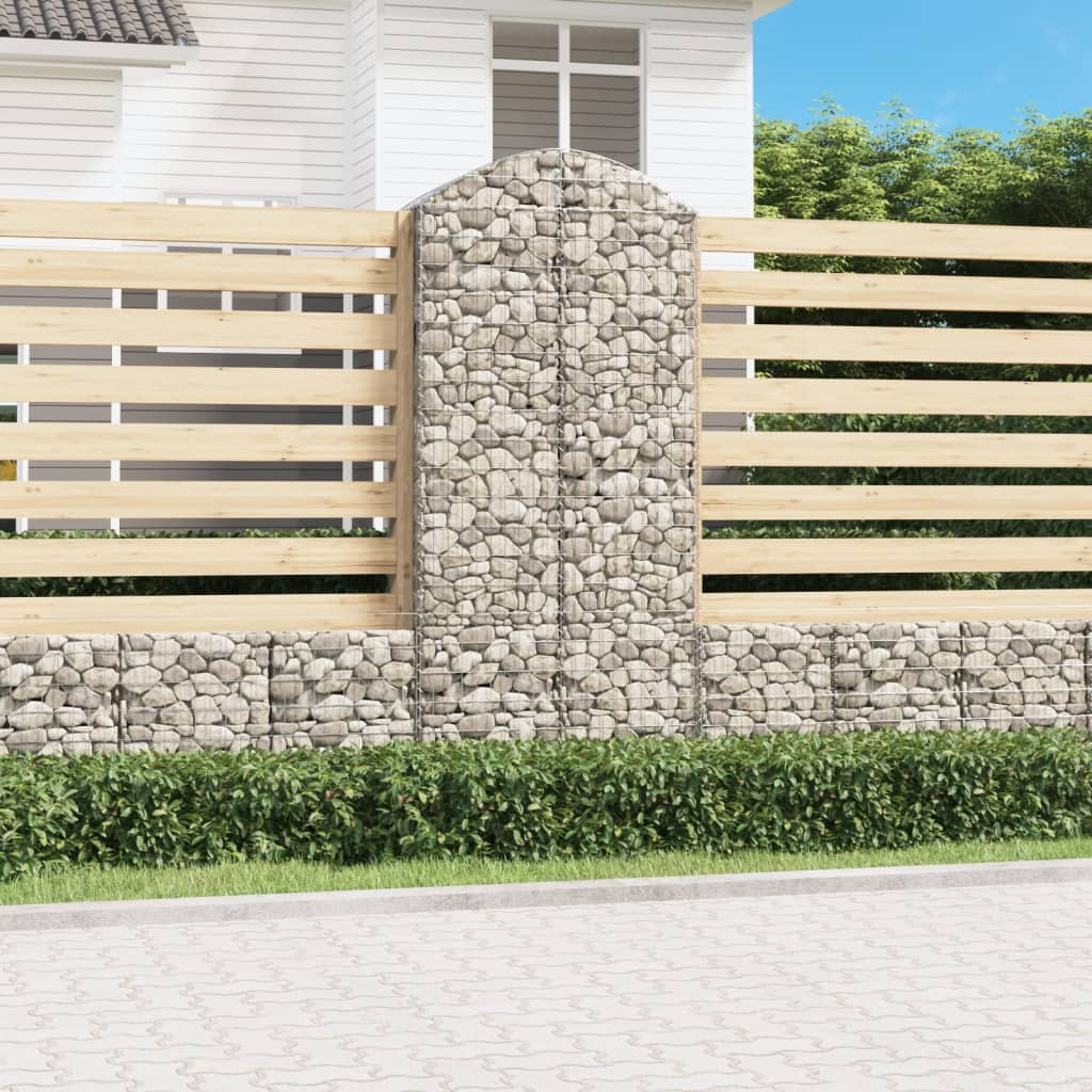 Arched Gabion Basket 100x50x220/240 cm Galvanised Iron - Sid & Sam