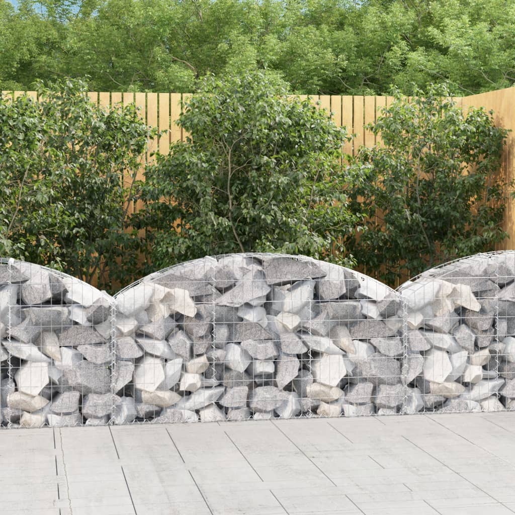 Arched Gabion Basket 150x30x60/80 cm Galvanised Iron - Unbeatable Bargains