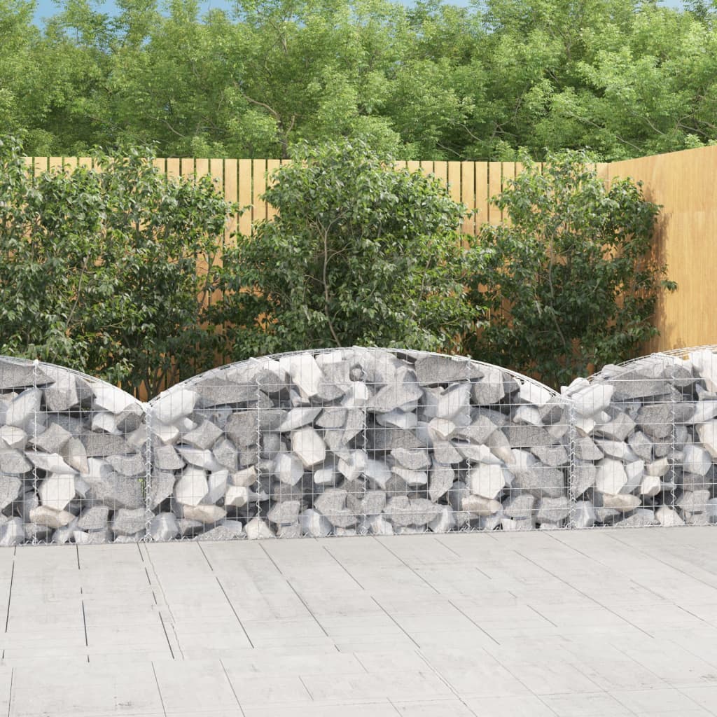 Arched Gabion Basket 200x30x60/80 cm Galvanised Iron - R and M Furniture