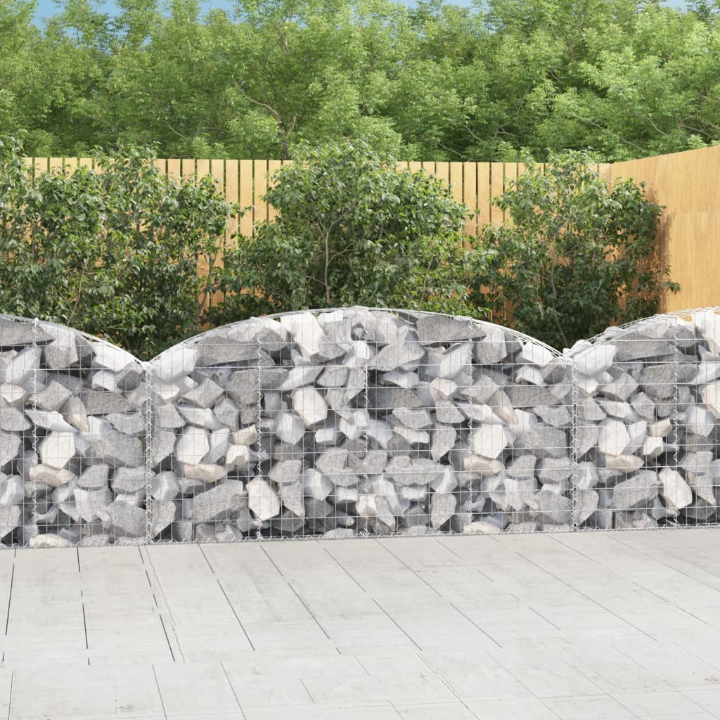 Arched Gabion Basket 200x30x80/100 cm Galvanised Iron - Unbeatable Bargains
