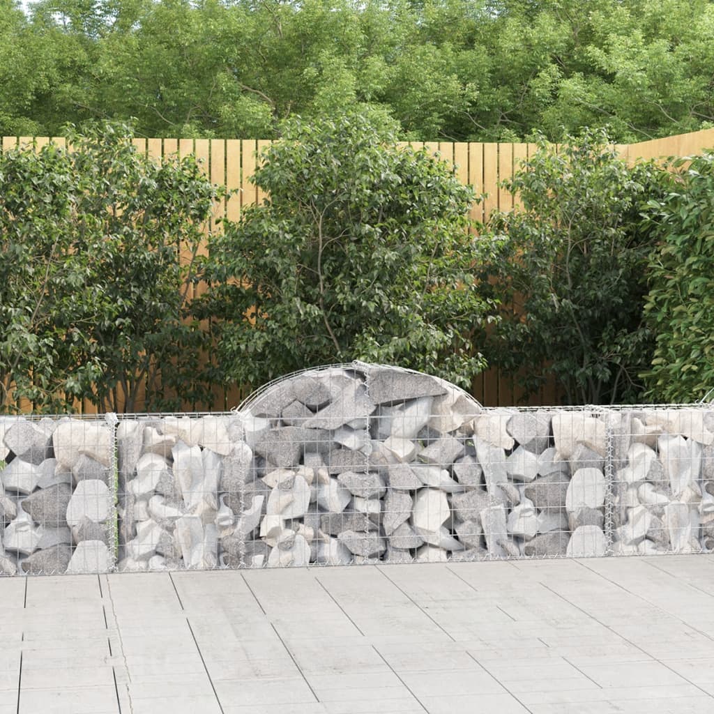 Arched Gabion Basket 200x30x60/80 cm Galvanised Iron - Sid & Sam