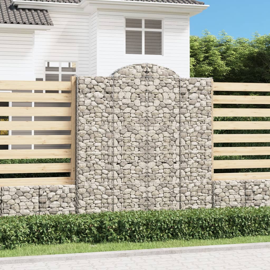 Arched Gabion Basket 200x30x220/240 cm Galvanised Iron - Merkel Designers