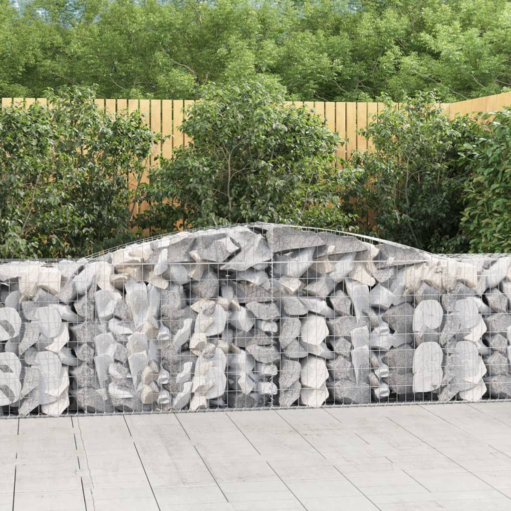 Arched Gabion Basket 400x50x80/100 cm Galvanised Iron - Decor Base
