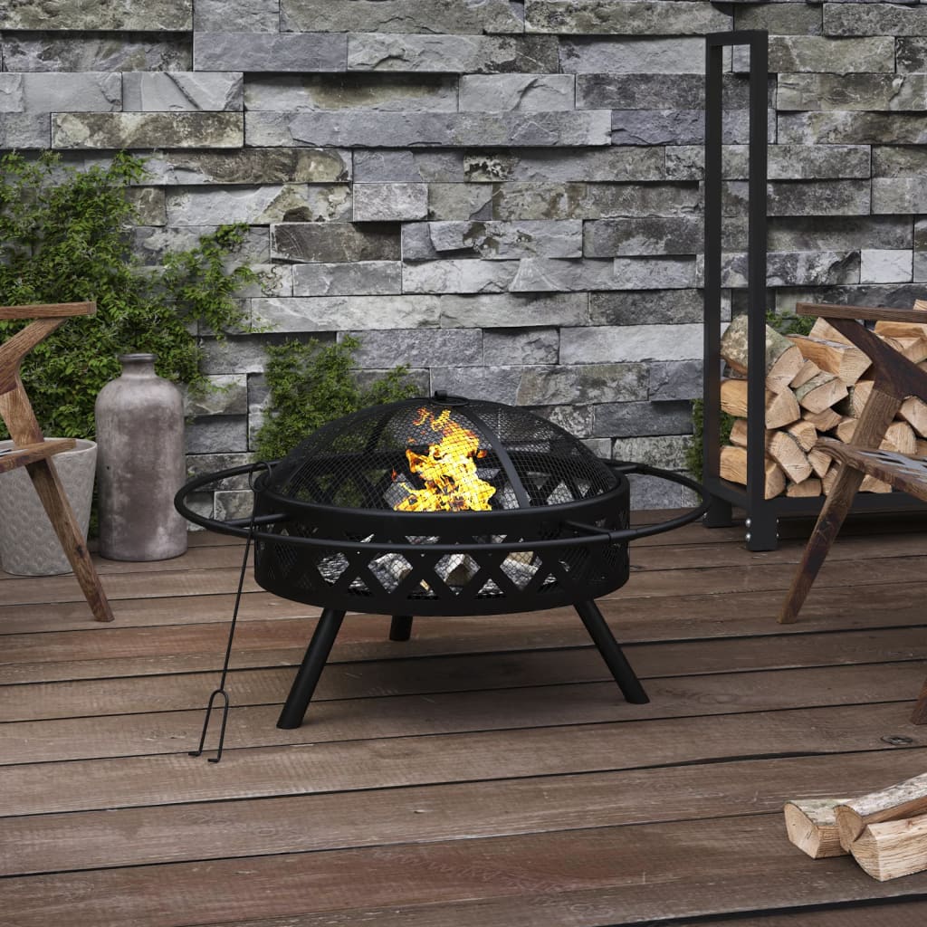 Fire Pit with Poker 70 cm XXL Steel - Casper Homes