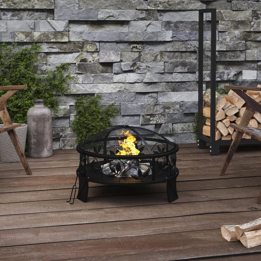 PLDALE Fire Pit with Poker 50 cm XXL Steel - Design Hut
