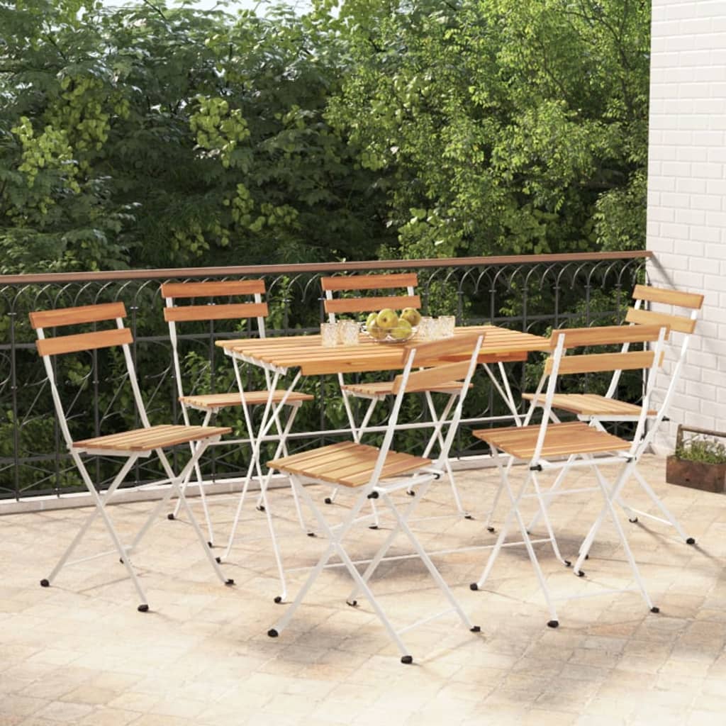 Folding Bistro Chairs 6 pcs Solid Wood Acacia and Steel - Style and Chic